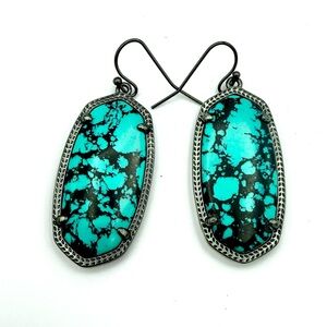 Kendra Scott Danielle Variegated Teal Magnesite & Gunmetal Earrings